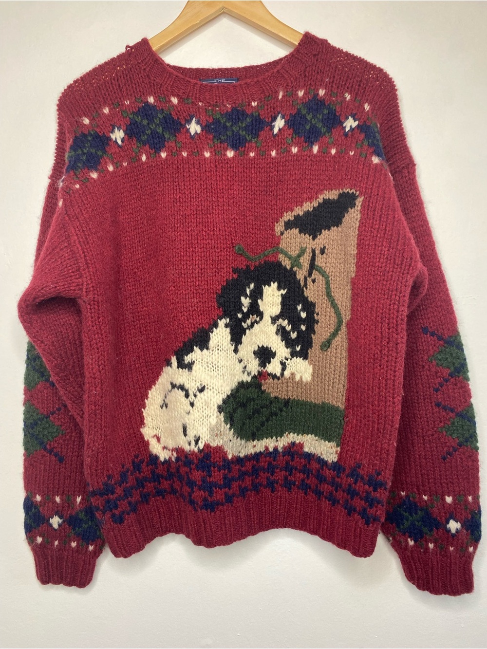 Woolrich Vintage Puppy Sweater 100% Wool Size L fall winter 90s preppy